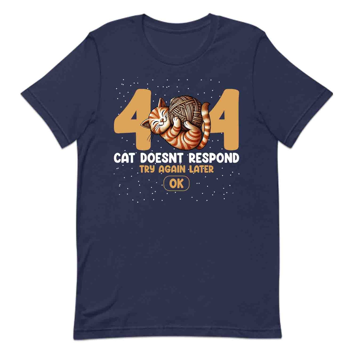 Funny 404 Error Cat T-Shirt, Sweatshirt, Hoodie – Sleeping Kitty, Yarn Ball & Geek Humor | PRODUCT CODE: FYNEROBACT