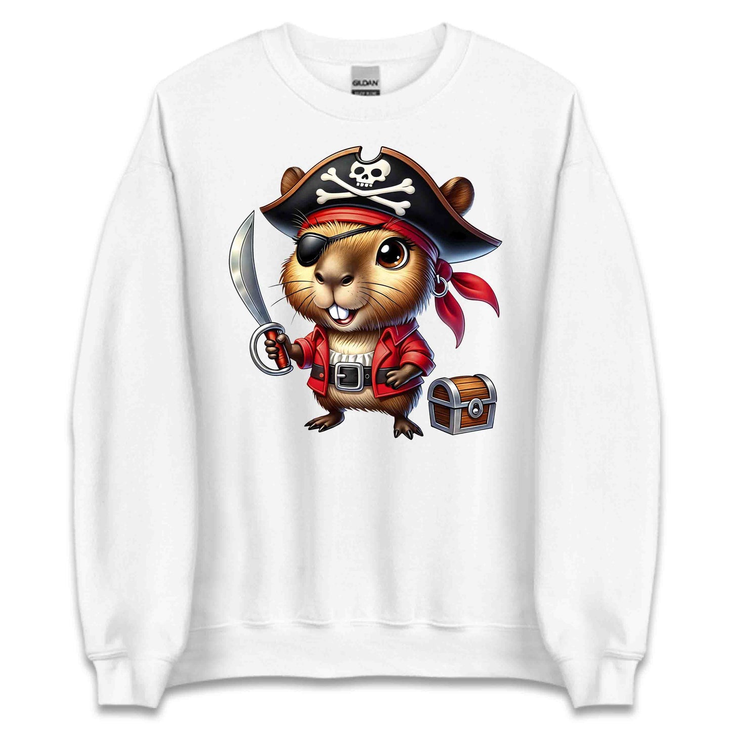 Funny Pirate Capybara Nautical Adventure Rodent Pirate Holding Sword | PRODUCT CODE: FYNPRTECYPB