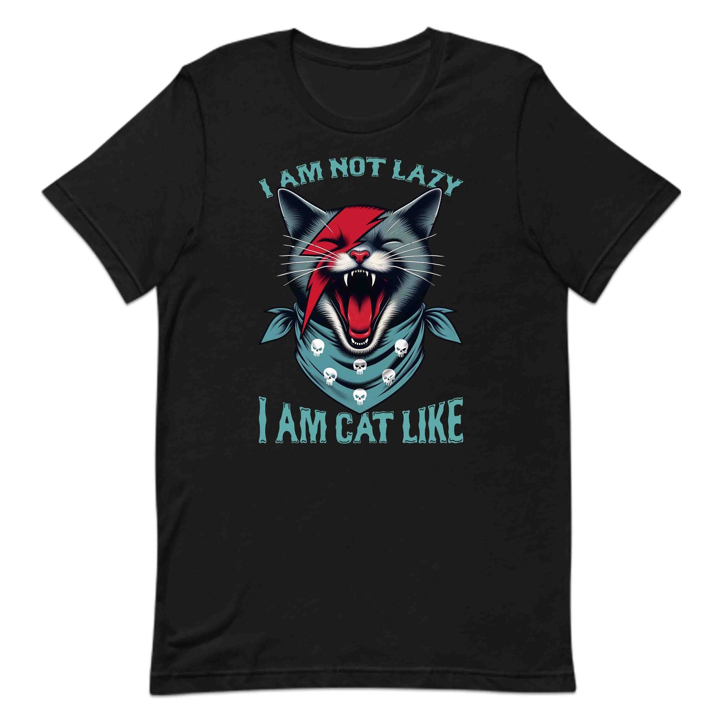 Rockstar Cat Fierce Punk Feline Snarling Kitty with Skull Bandana & Lightning Bolt | PRODUCT CODE: FYNRCKTASPKU