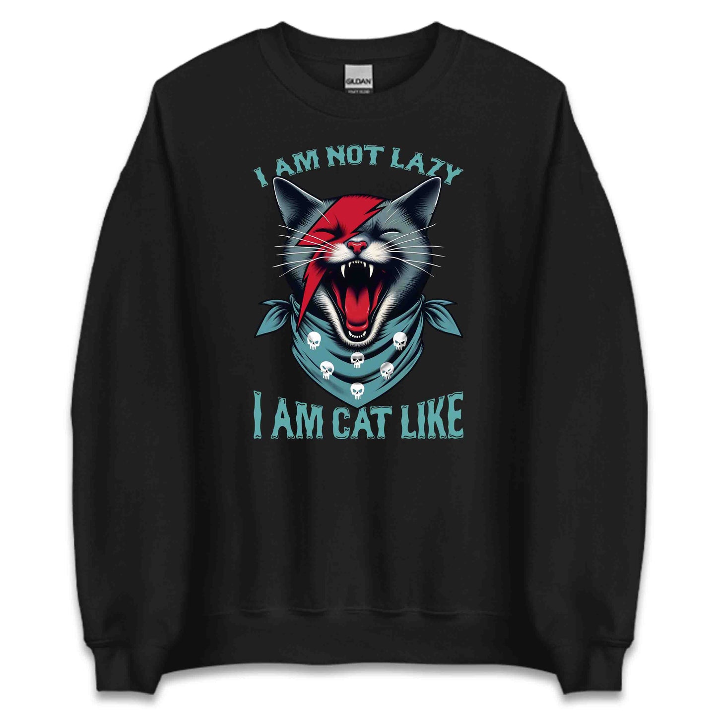 Rockstar Cat Fierce Punk Feline Snarling Kitty with Skull Bandana & Lightning Bolt | PRODUCT CODE: FYNRCKTASPKU