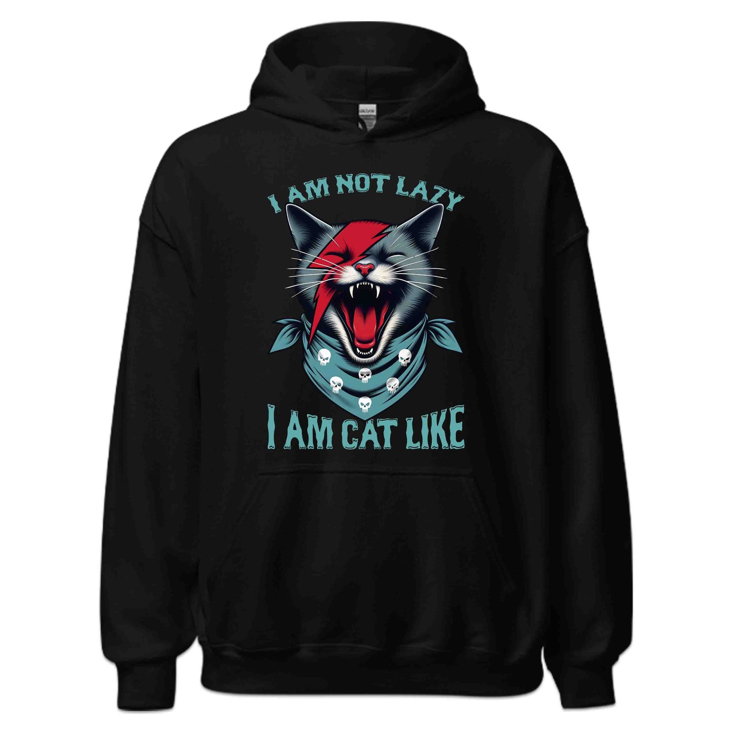 Rockstar Cat Fierce Punk Feline Snarling Kitty with Skull Bandana & Lightning Bolt | PRODUCT CODE: FYNRCKTASPKU