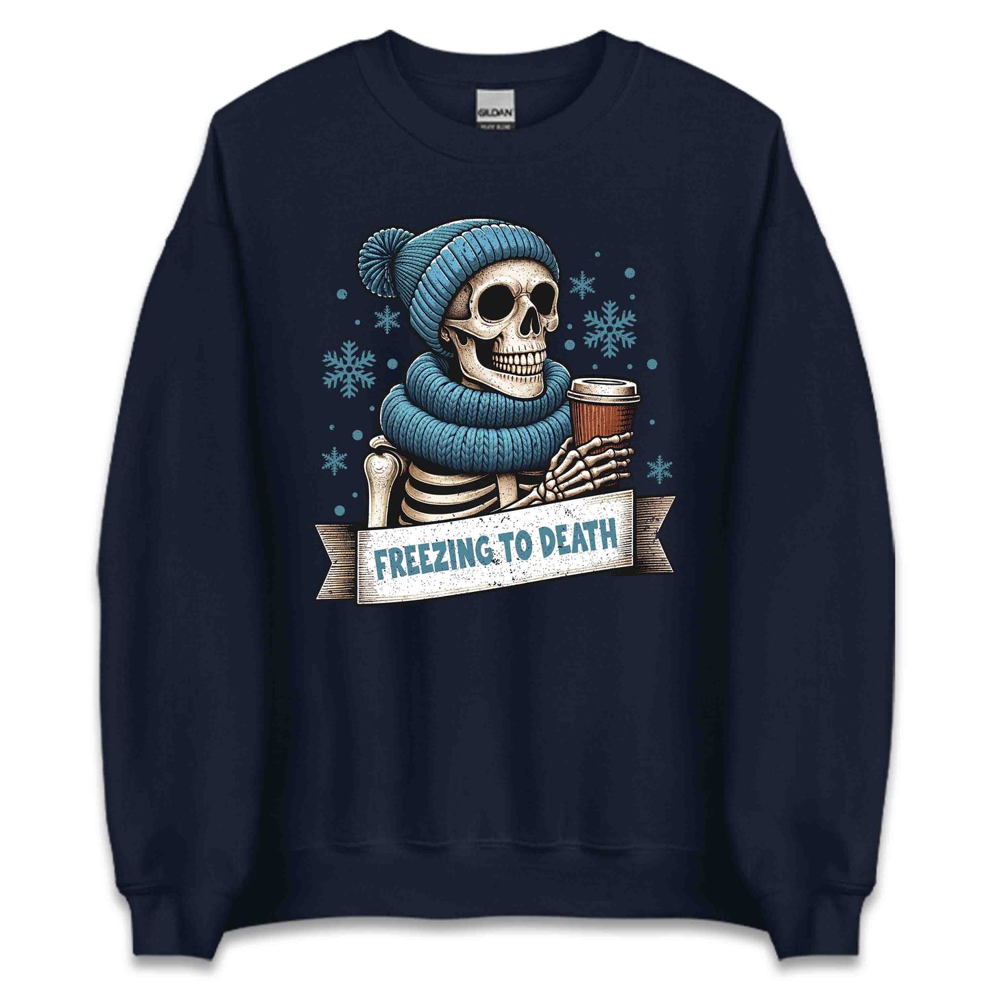 Freezing To Death Skeleton Christmas Dark Humor Edgy Xmas | PRODUCT CODE: FZRNGTDSKLCM