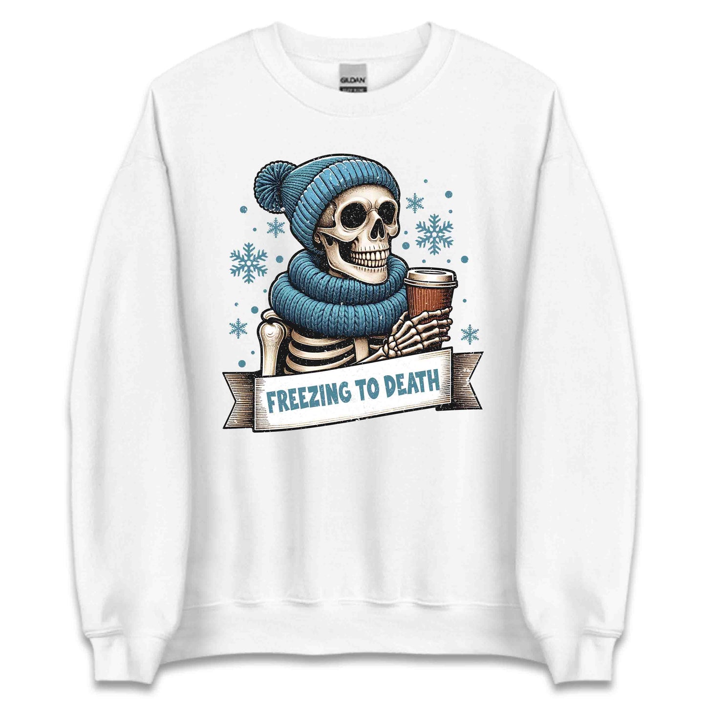 Freezing To Death Skeleton Christmas Dark Humor Edgy Xmas | PRODUCT CODE: FZRNGTDSKLCM