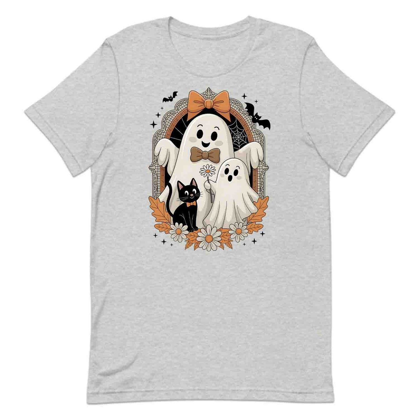 Cute Ghost Family T-Shirt, Spooky Season Sweatshirt, Black Cat Hoodie | PRODUCT CODE: GHFLWERMY