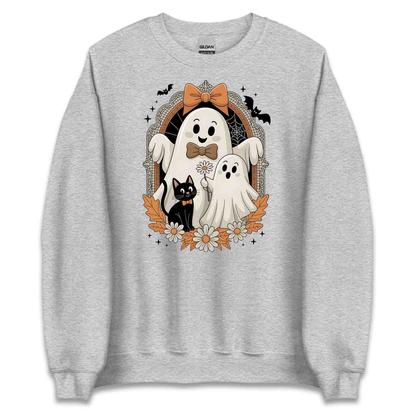 Cute Ghost Family T-Shirt, Spooky Season Sweatshirt, Black Cat Hoodie | PRODUCT CODE: GHFLWERMY