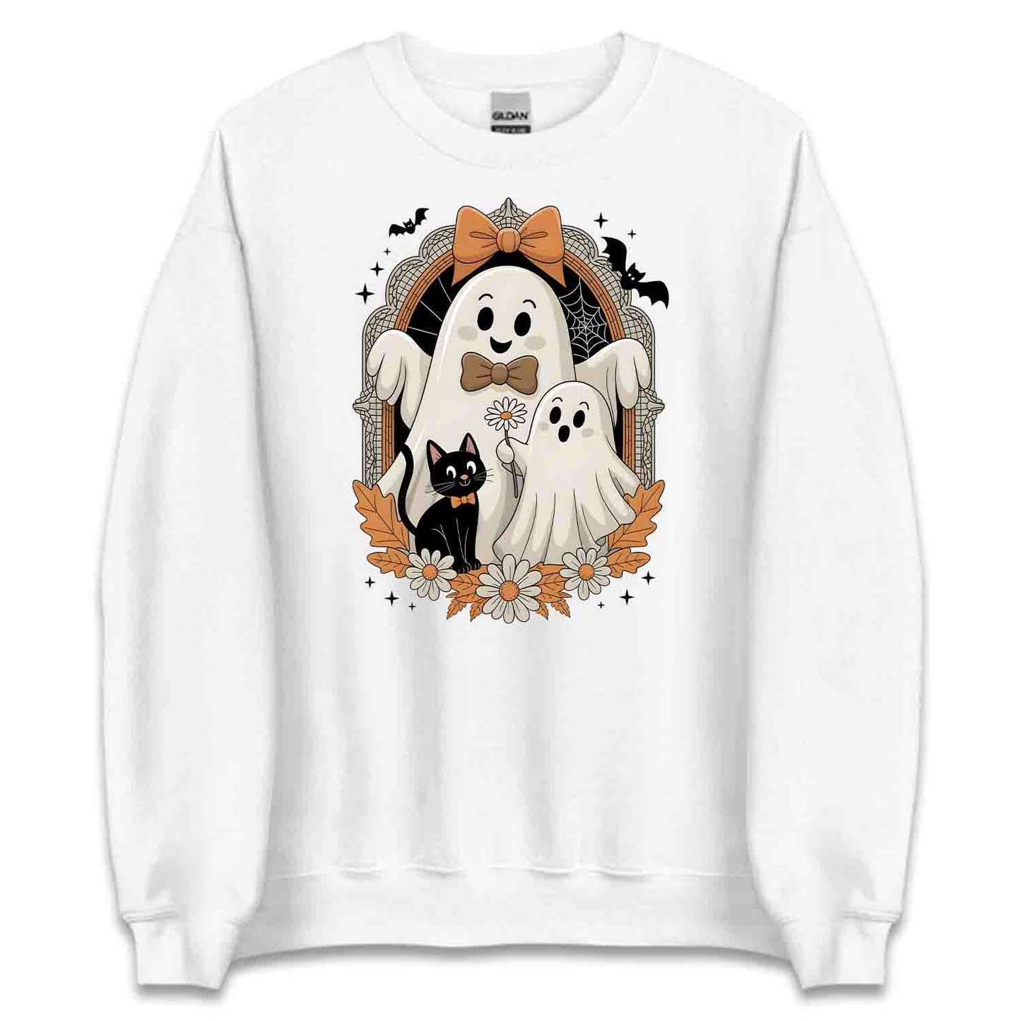 Cute Ghost Family T-Shirt, Spooky Season Sweatshirt, Black Cat Hoodie | PRODUCT CODE: GHFLWERMY