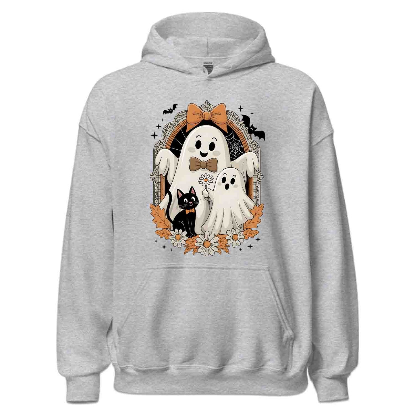 Cute Ghost Family T-Shirt, Spooky Season Sweatshirt, Black Cat Hoodie | PRODUCT CODE: GHFLWERMY