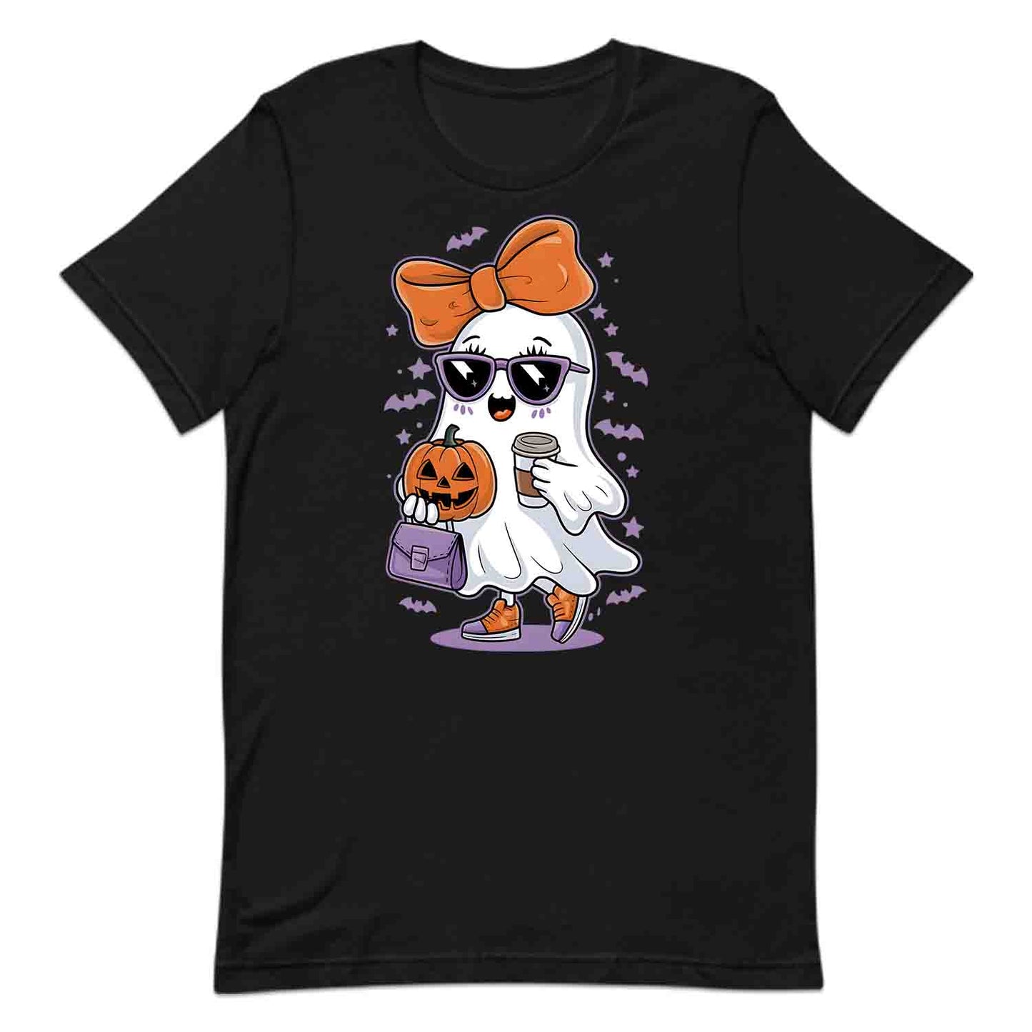Cute Girly Ghost T-Shirt, Spooky Chic Sweatshirt, Pumpkin Coffee Hoodie | PRODUCT CODE: GKLWRYIHCN