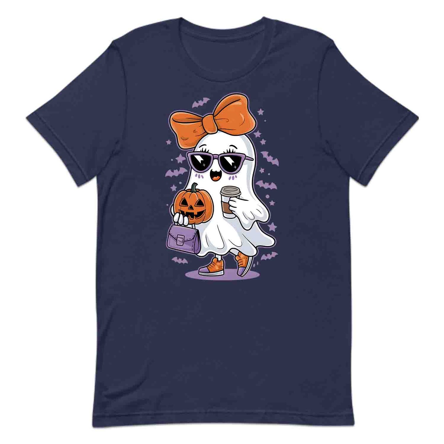 Cute Girly Ghost T-Shirt, Spooky Chic Sweatshirt, Pumpkin Coffee Hoodie | PRODUCT CODE: GKLWRYIHCN