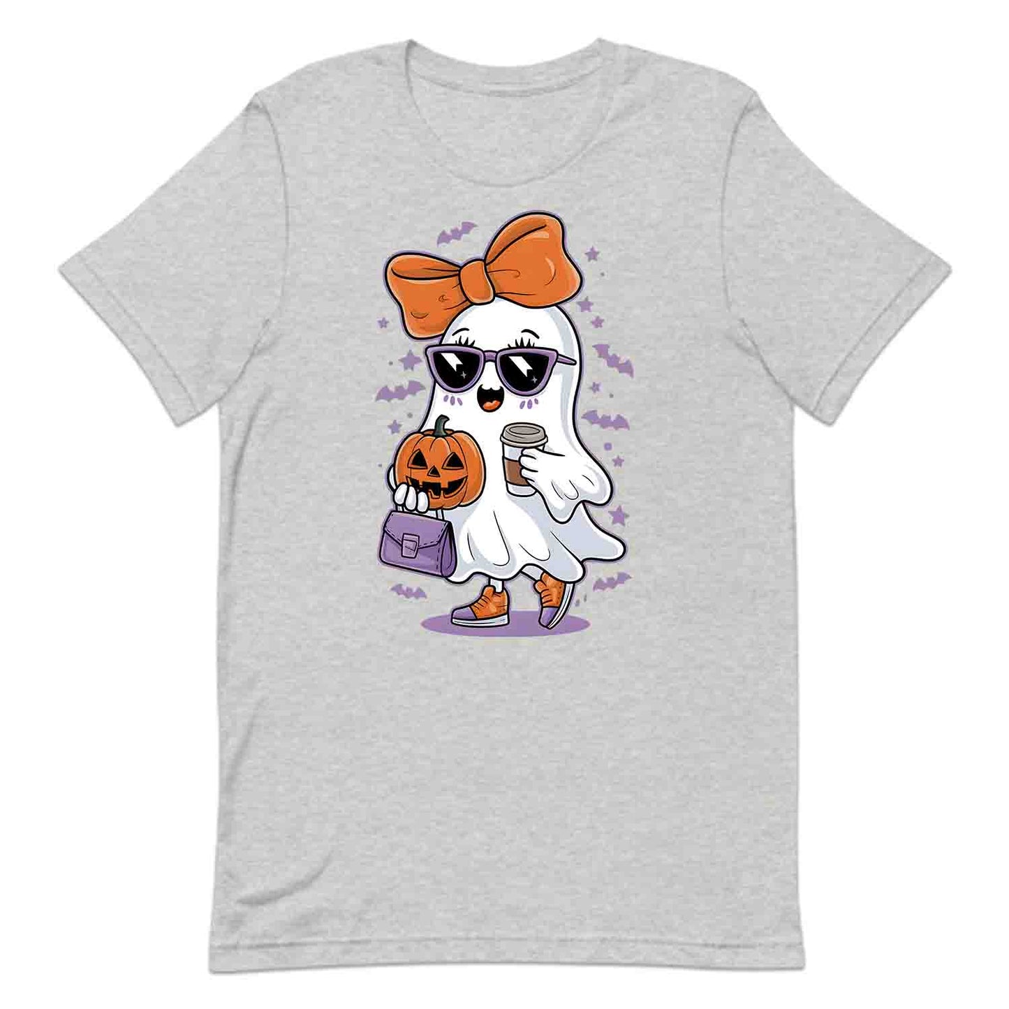 Cute Girly Ghost T-Shirt, Spooky Chic Sweatshirt, Pumpkin Coffee Hoodie | PRODUCT CODE: GKLWRYIHCN
