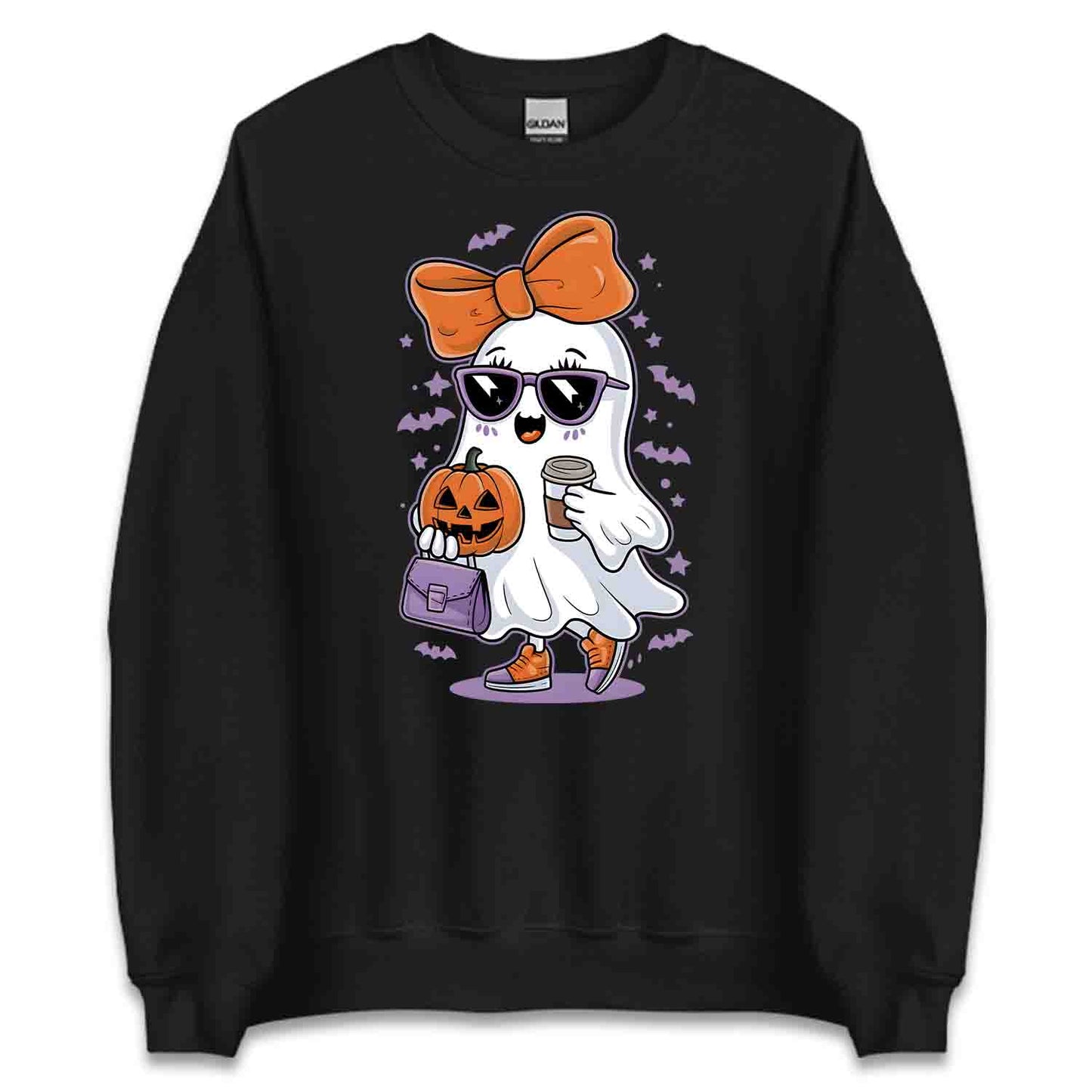 Cute Girly Ghost T-Shirt, Spooky Chic Sweatshirt, Pumpkin Coffee Hoodie | PRODUCT CODE: GKLWRYIHCN