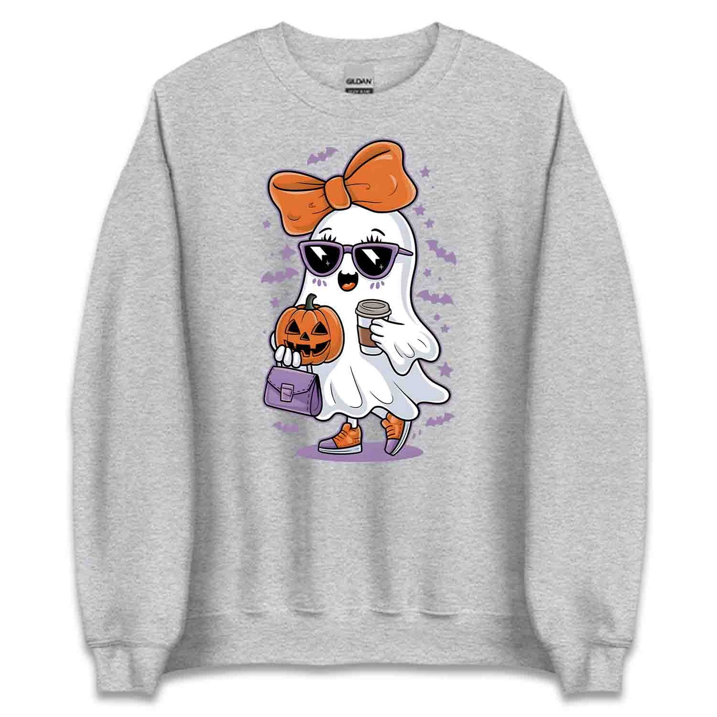 Cute Girly Ghost T-Shirt, Spooky Chic Sweatshirt, Pumpkin Coffee Hoodie | PRODUCT CODE: GKLWRYIHCN