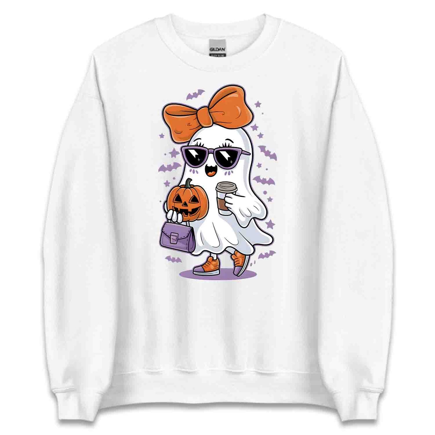 Cute Girly Ghost T-Shirt, Spooky Chic Sweatshirt, Pumpkin Coffee Hoodie | PRODUCT CODE: GKLWRYIHCN