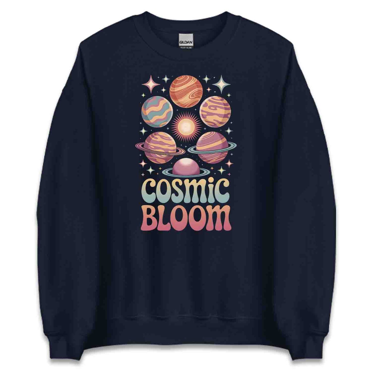 Groovy Cosmic Bloom T-Shirt, Retro Space Sweatshirt, Psychedelic Planet Hoodie | PRODUCT CODE: GKQHGWE
