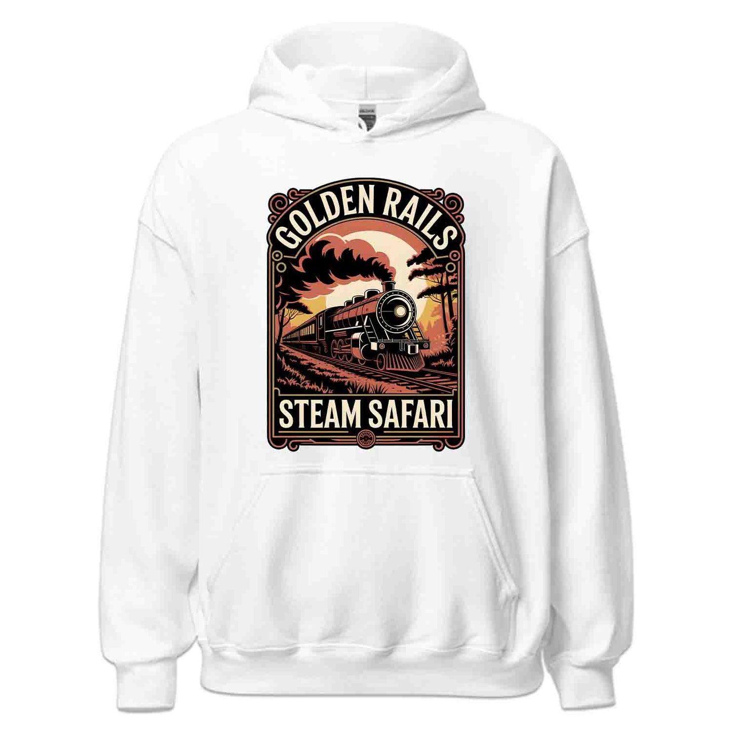 Golden Rails Train T-Shirt, Vintage Locomotive Sweatshirt, Retro Railway Hoodie | PRODUCT CODE: GLCNMASDYF
