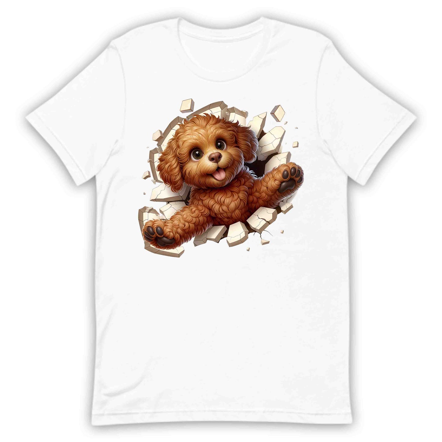 Goldendoodle Breaking Through Wall 3D Realistic Dog | PRODUCT CODE: GLDNOBRKNGWLH