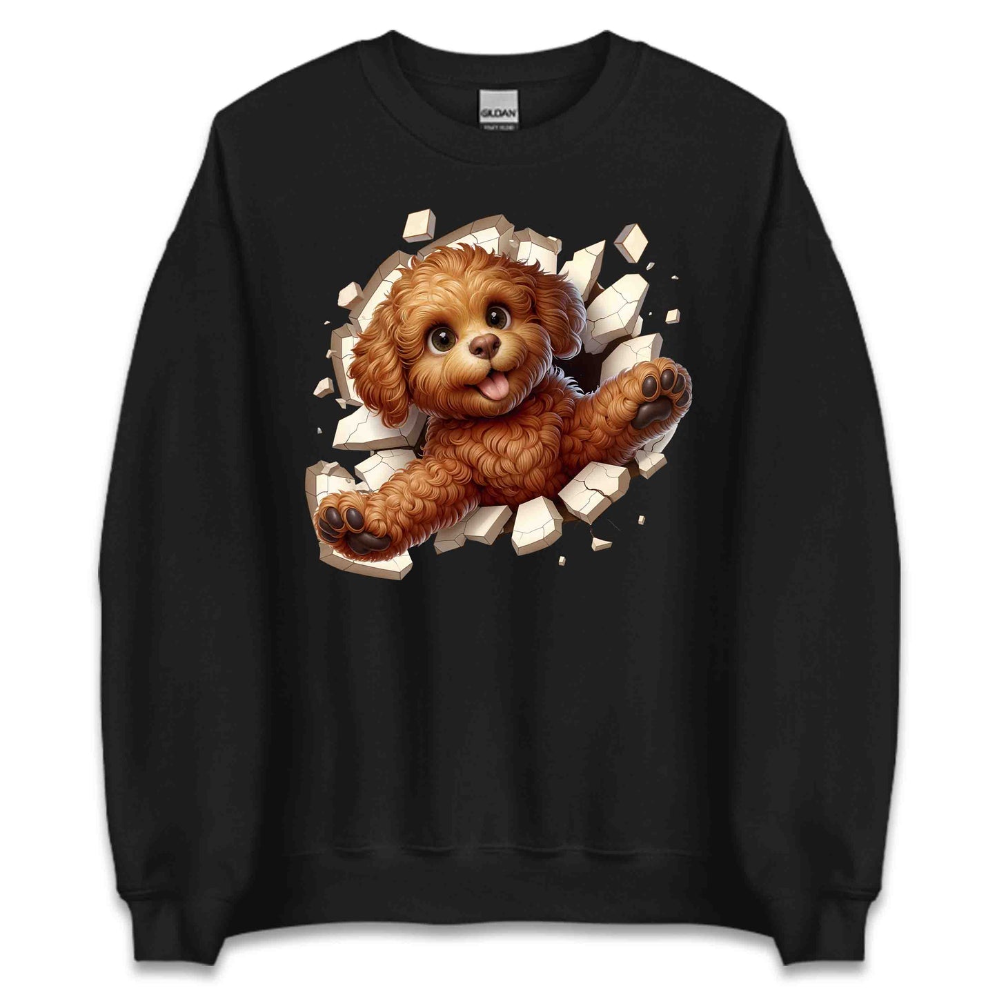 Goldendoodle Breaking Through Wall 3D Realistic Dog | PRODUCT CODE: GLDNOBRKNGWLH