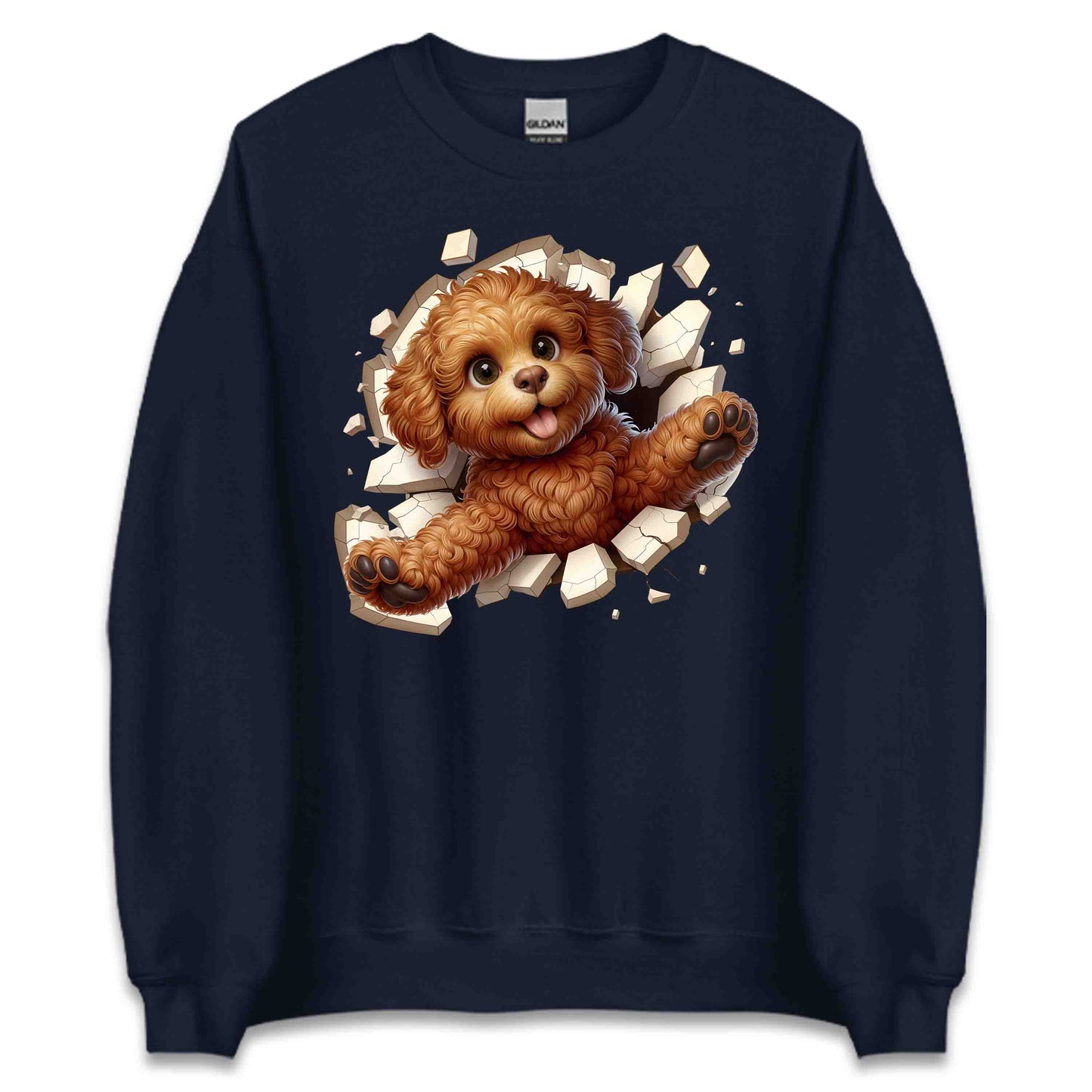 Goldendoodle Breaking Through Wall 3D Realistic Dog | PRODUCT CODE: GLDNOBRKNGWLH