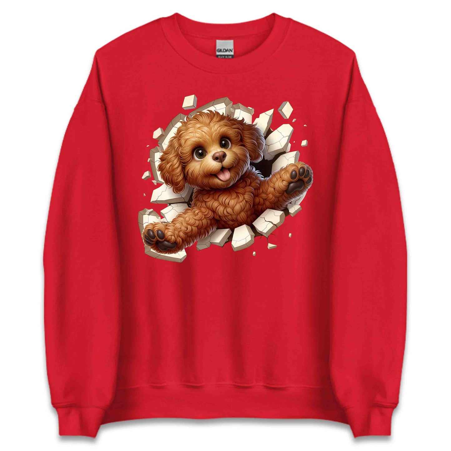 Goldendoodle Breaking Through Wall 3D Realistic Dog | PRODUCT CODE: GLDNOBRKNGWLH