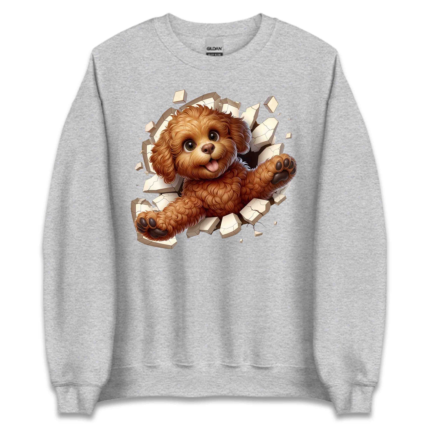 Goldendoodle Breaking Through Wall 3D Realistic Dog | PRODUCT CODE: GLDNOBRKNGWLH