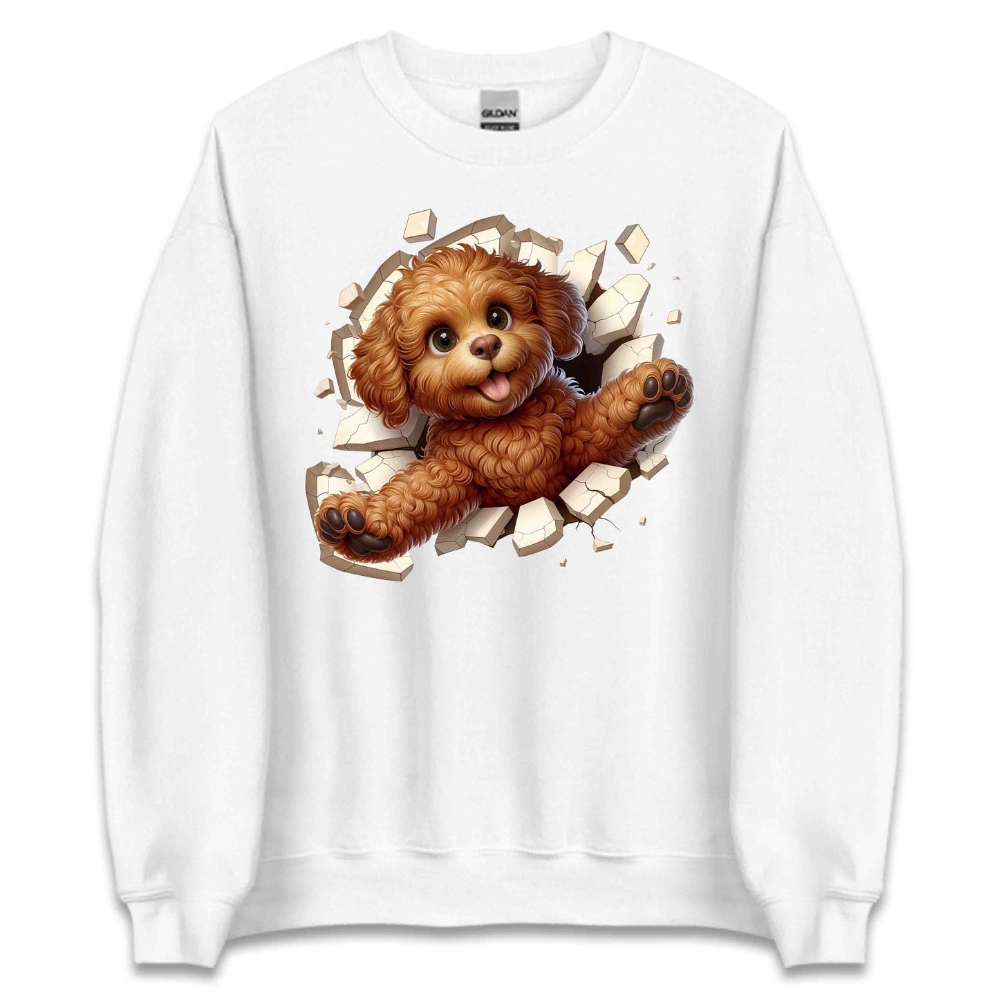 Goldendoodle Breaking Through Wall 3D Realistic Dog | PRODUCT CODE: GLDNOBRKNGWLH