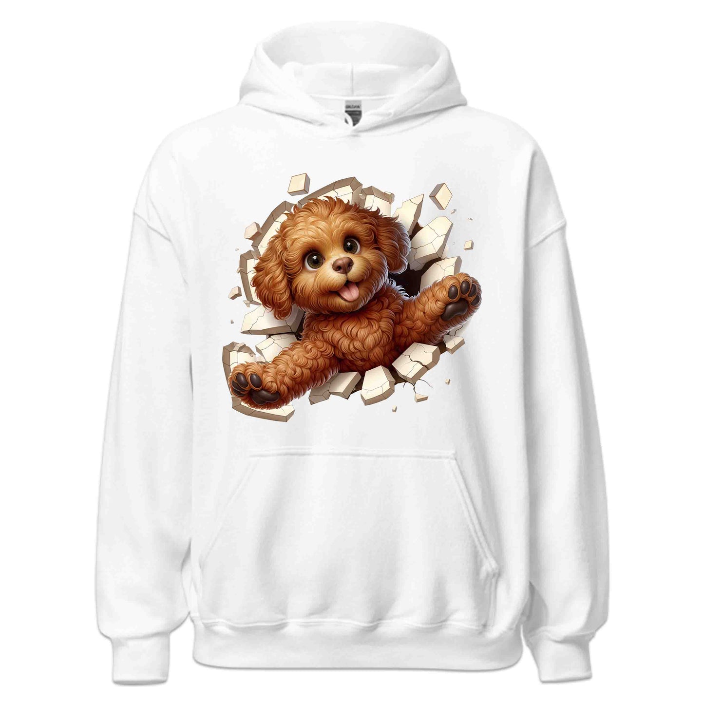 Goldendoodle Breaking Through Wall 3D Realistic Dog | PRODUCT CODE: GLDNOBRKNGWLH