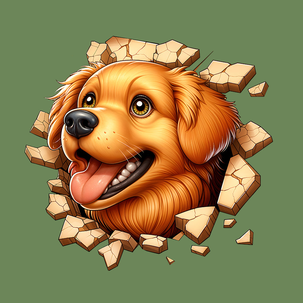 Golden Retriever Breaking Through Wall 3D Realistic Dog | PRODUCT CODE: GLDNRTVEBKMNW