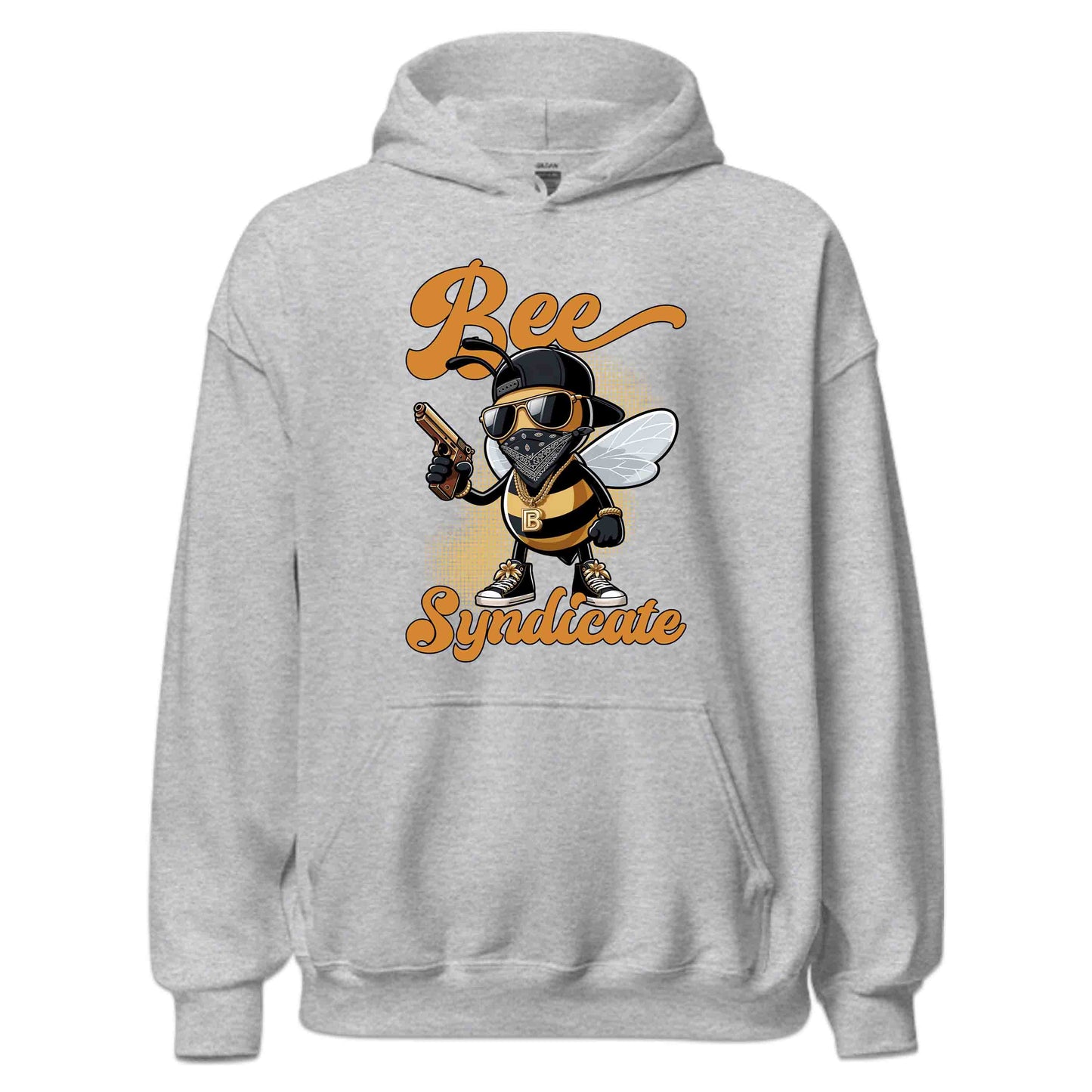Gangster Bee Syndicate Urban Cartoon Bee Holding a Golden Gun | PRODUCT CODE: GNSBETSYNDCR