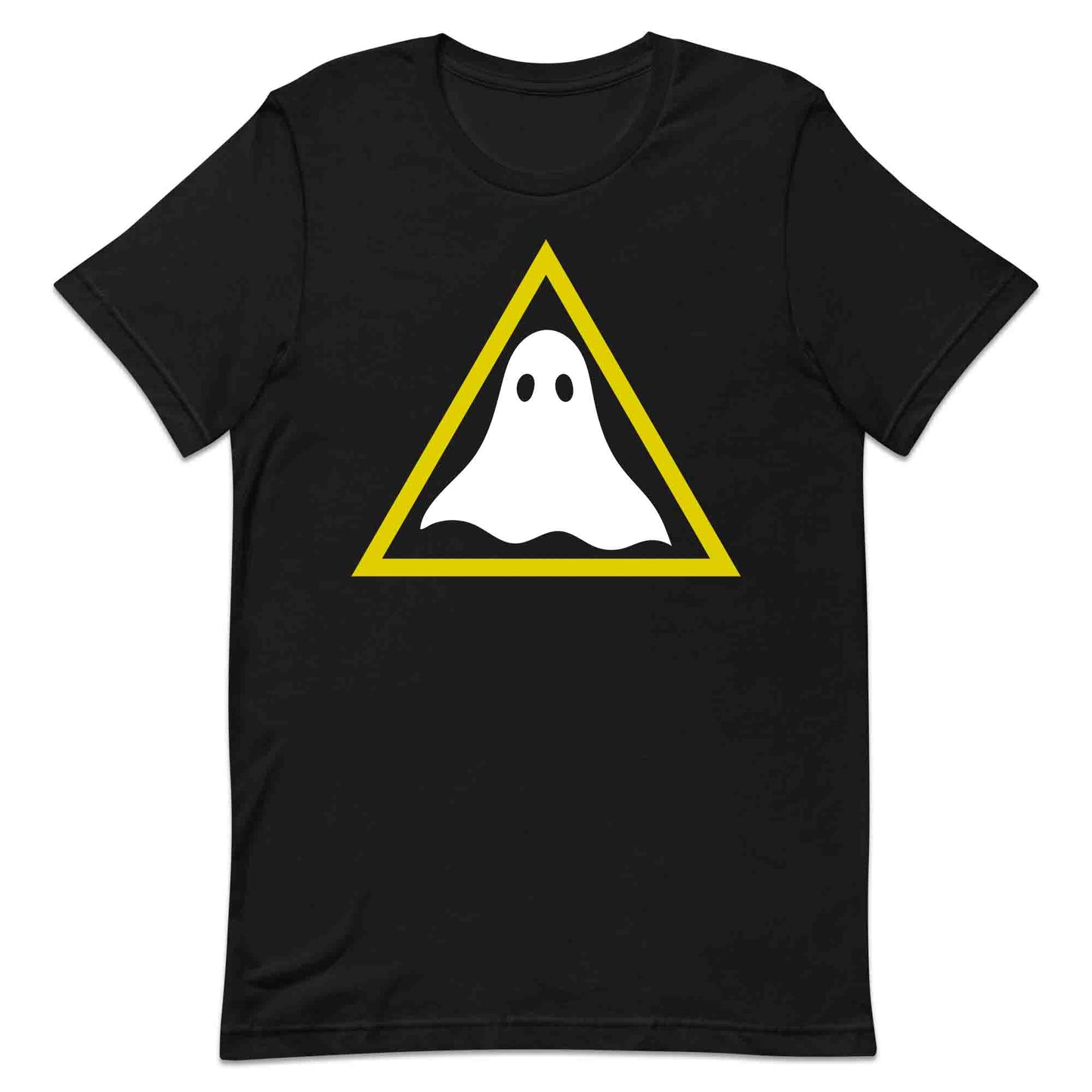 Funny Ghost Warning Sign T-Shirt, Jumper & Hoodie – Spooky Haunted Hazard for Halloween & Paranormal Lovers | PRODUCT CODE: GNSDAKAS