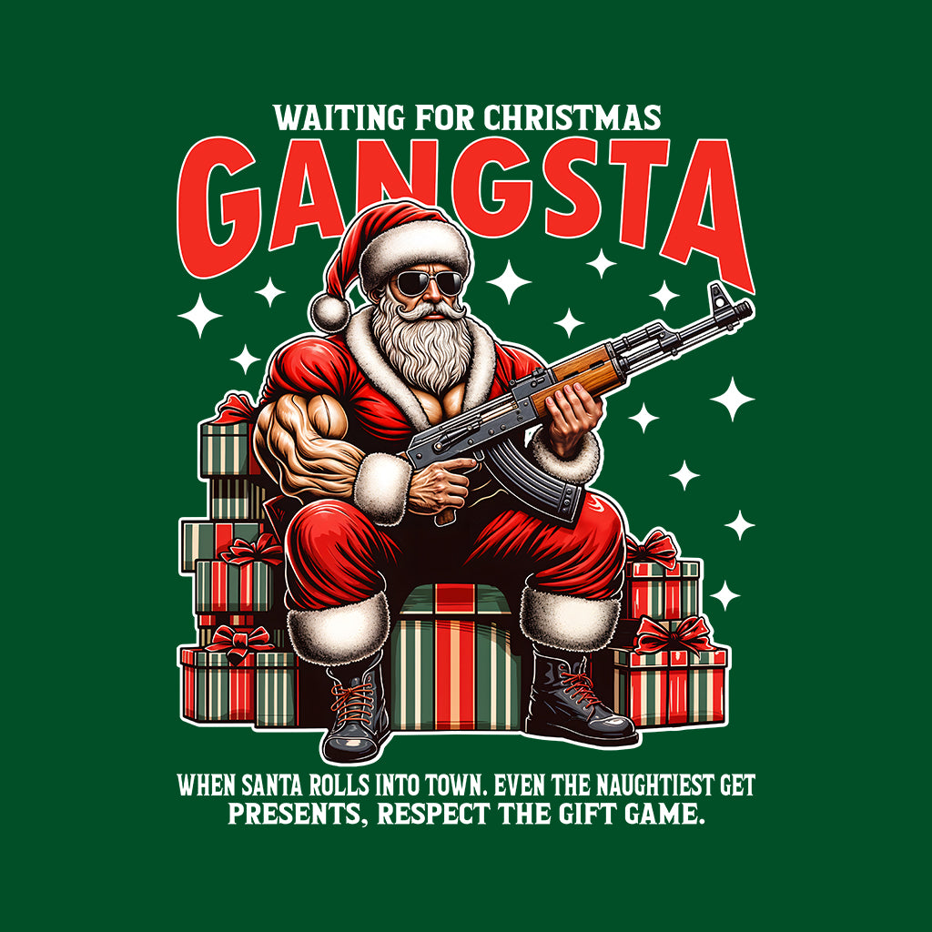 Gangsta Santa Christmas Buff Santa with AK-47 Edgy Xmas | PRODUCT CODE: GNSTCHRBFUAK