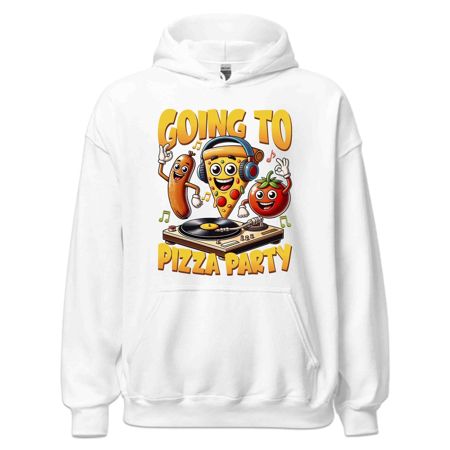 Going to Pizza Party Dancing Pizza Sausage & Tomato Dj Pizzaologist | PRODUCT CODE: GNTPZAYAFNYCR