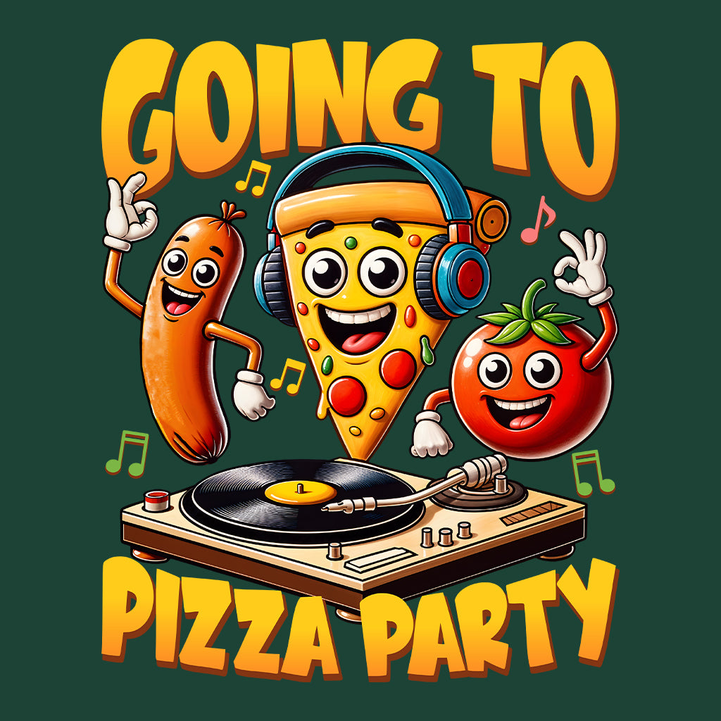 Going to Pizza Party Dancing Pizza Sausage & Tomato Dj Pizzaologist | PRODUCT CODE: GNTPZAYAFNYCR
