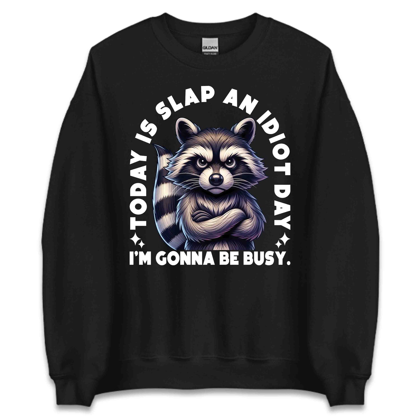 Grumpy Raccoon Slap an Idiot Day Sarcastic Snarky Humor Grumpy Critter Meme | PRODUCT CODE: GRPMYRCONDA