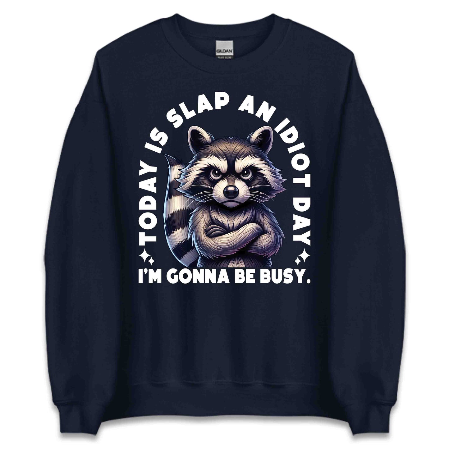 Grumpy Raccoon Slap an Idiot Day Sarcastic Snarky Humor Grumpy Critter Meme | PRODUCT CODE: GRPMYRCONDA