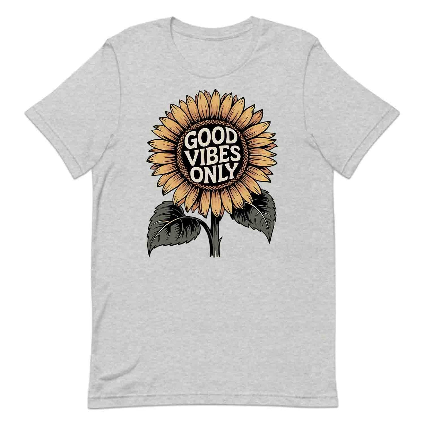 Good Vibes Sunflower T-Shirt, Positive Energy Sweatshirt, Uplifting Floral Hoodie | PRODUCT CODE: GSDVNTYOER