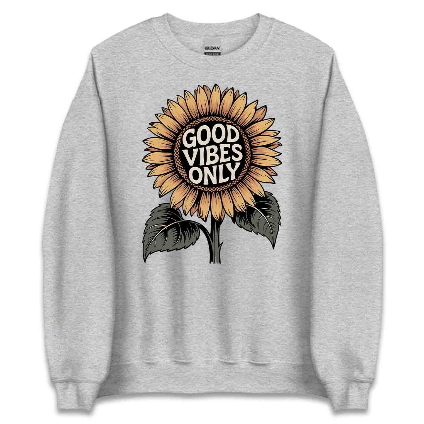 Good Vibes Sunflower T-Shirt, Positive Energy Sweatshirt, Uplifting Floral Hoodie | PRODUCT CODE: GSDVNTYOER