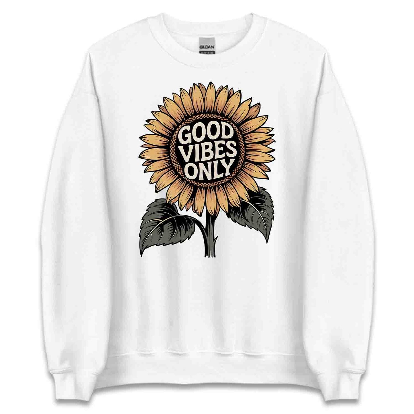Good Vibes Sunflower T-Shirt, Positive Energy Sweatshirt, Uplifting Floral Hoodie | PRODUCT CODE: GSDVNTYOER