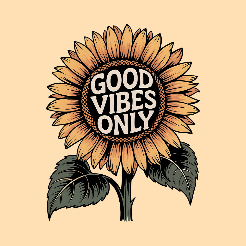 Good Vibes Sunflower T-Shirt, Positive Energy Sweatshirt, Uplifting Floral Hoodie | PRODUCT CODE: GSDVNTYOER