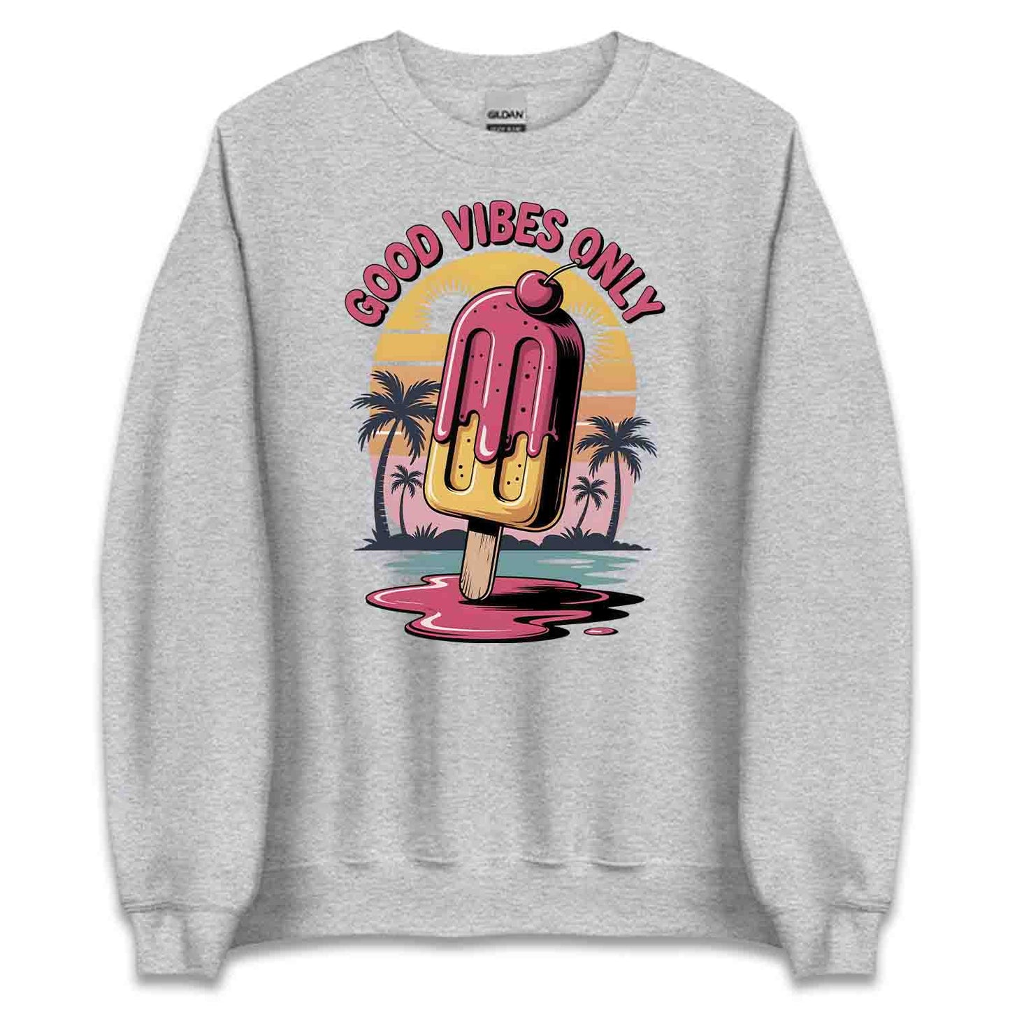 Good Vibes Popsicle T-Shirt, Retro Summer Sweatshirt, Chill Vacation Hoodie | PRODUCT CODE: GWEQSCBP