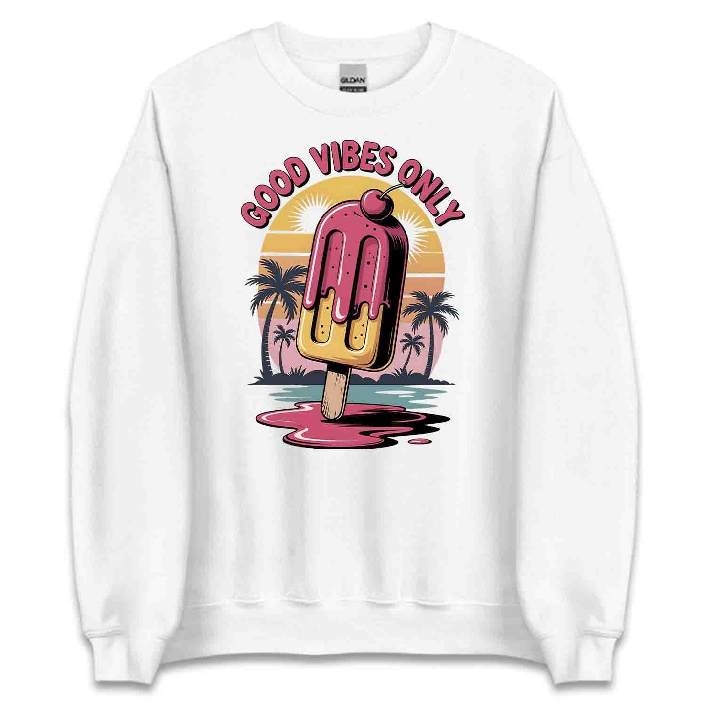 Good Vibes Popsicle T-Shirt, Retro Summer Sweatshirt, Chill Vacation Hoodie | PRODUCT CODE: GWEQSCBP