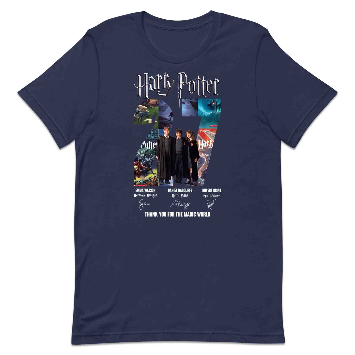 Harry Potter Book Series 27th Anniversary T-Shirt, Jumper & Hoodie – Golden Trio & Wizarding World Tribute for Literary Magic Fans | PRODUCT CODE: HASDNWE