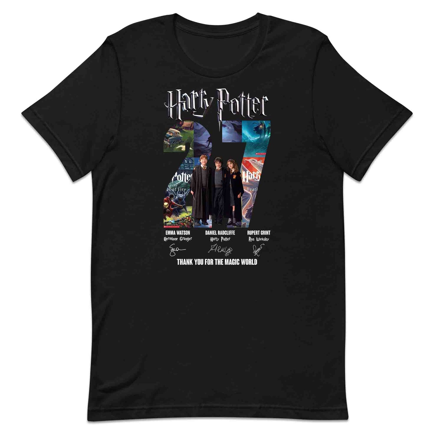 Harry Potter Book Series 27th Anniversary T-Shirt, Jumper & Hoodie – Golden Trio & Wizarding World Tribute for Literary Magic Fans | PRODUCT CODE: HASDNWE