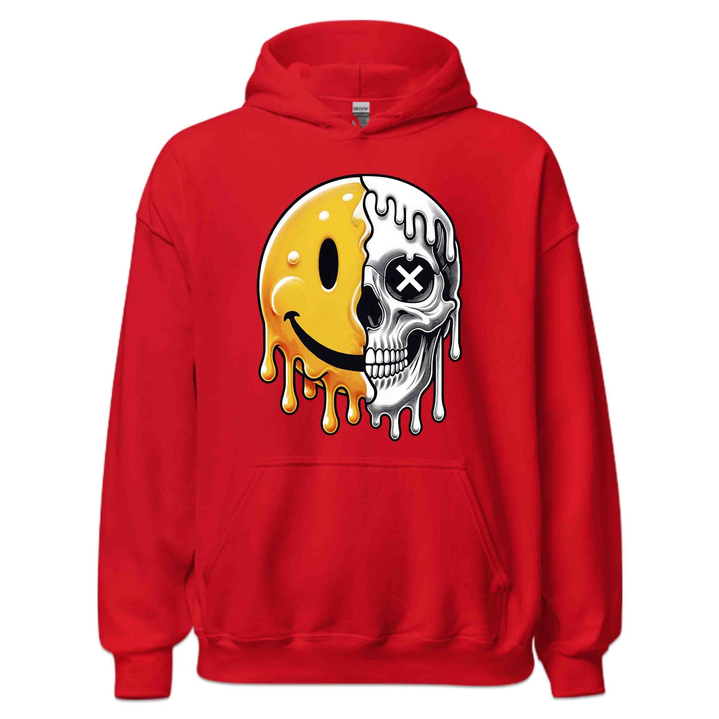 Half Smiley Half Skull Dripping Grunge Melting Art | PRODUCT CODE: HFLASKULDPRG