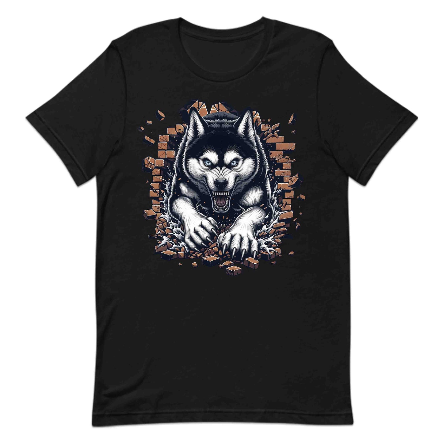 Husky Breaking Through Brick Wall 3D Realistic Dog | PRODUCT CODE: HJKUCYWFLBKN