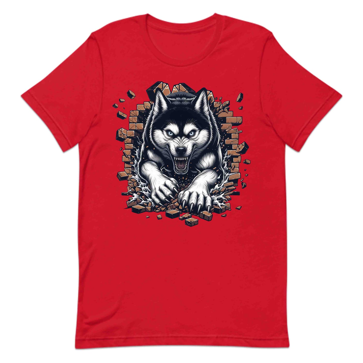 Husky Breaking Through Brick Wall 3D Realistic Dog | PRODUCT CODE: HJKUCYWFLBKN