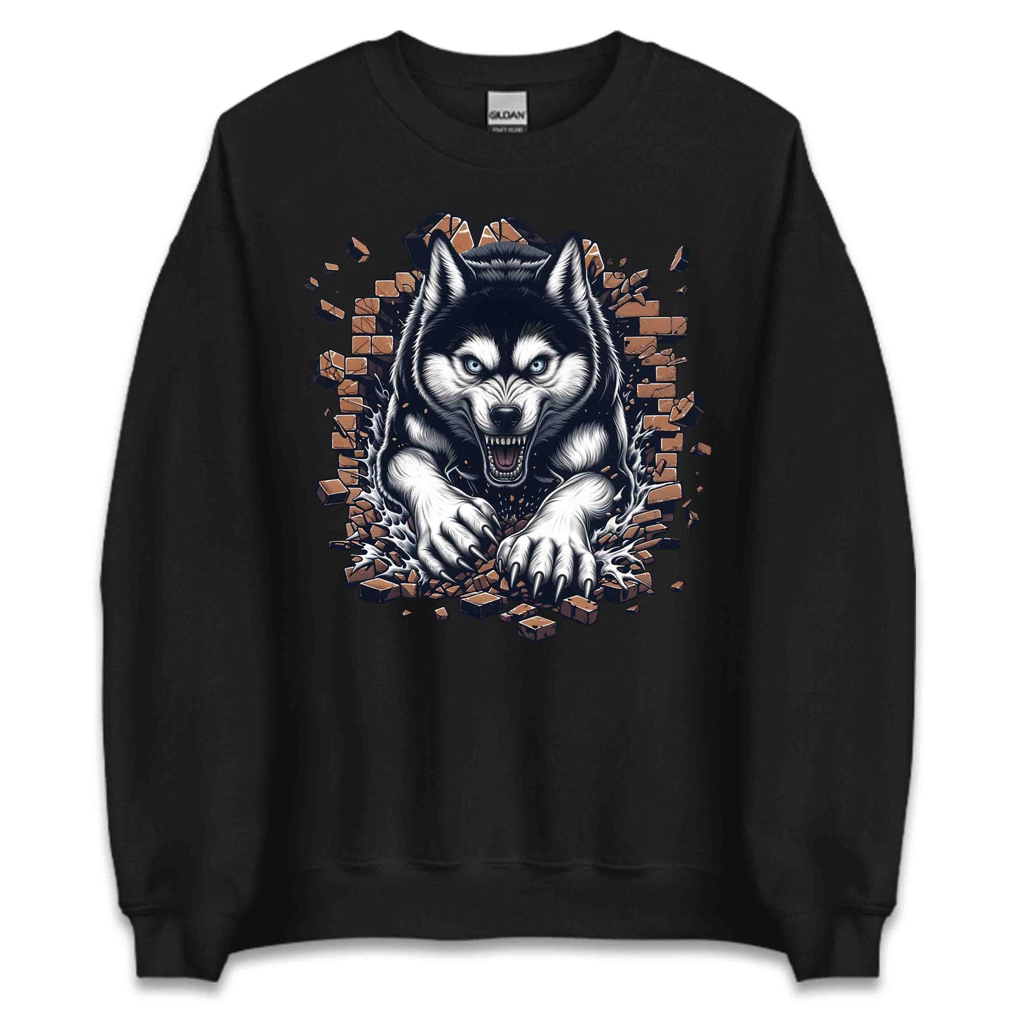 Husky Breaking Through Brick Wall 3D Realistic Dog | PRODUCT CODE: HJKUCYWFLBKN