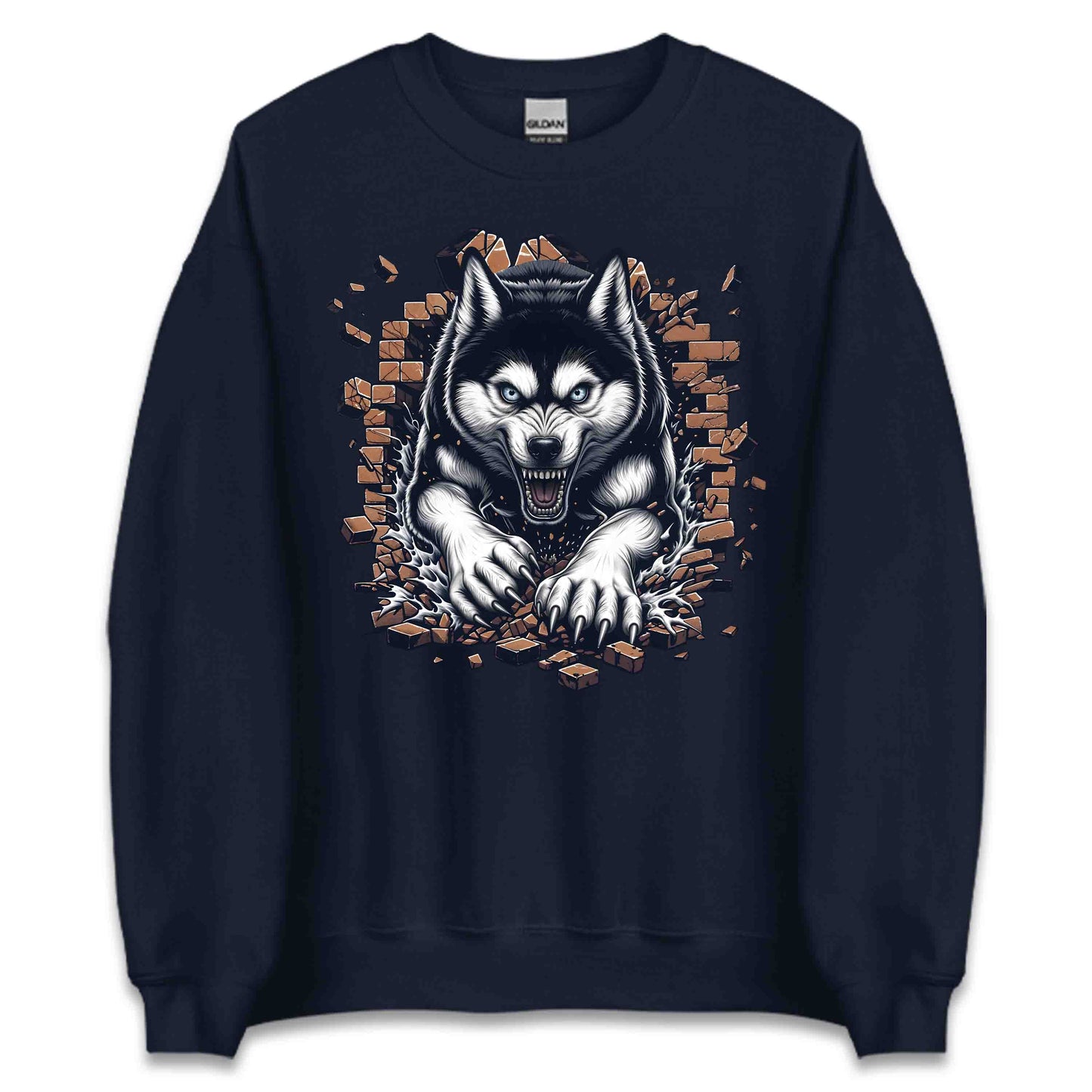Husky Breaking Through Brick Wall 3D Realistic Dog | PRODUCT CODE: HJKUCYWFLBKN