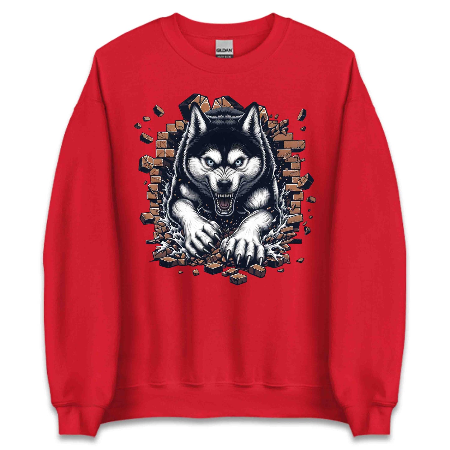 Husky Breaking Through Brick Wall 3D Realistic Dog | PRODUCT CODE: HJKUCYWFLBKN