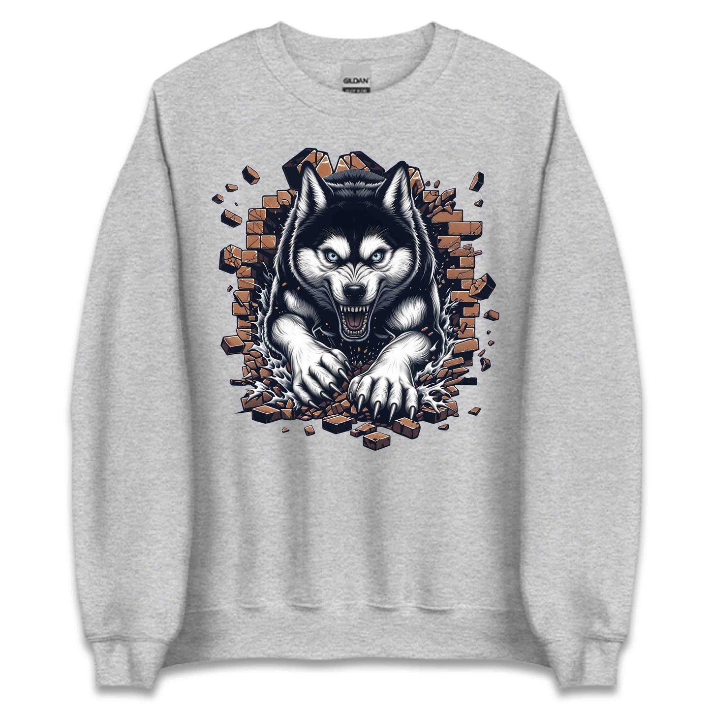Husky Breaking Through Brick Wall 3D Realistic Dog | PRODUCT CODE: HJKUCYWFLBKN