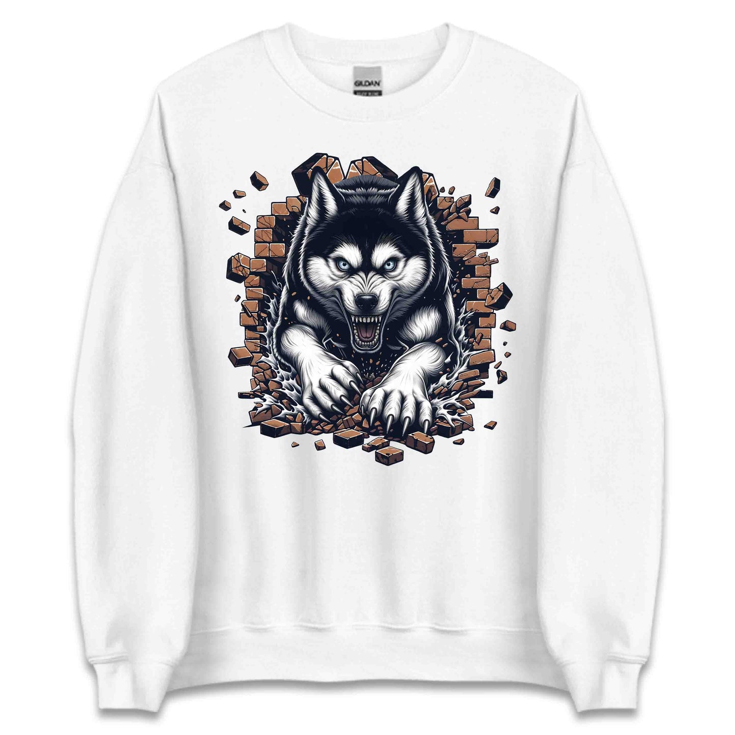 Husky Breaking Through Brick Wall 3D Realistic Dog | PRODUCT CODE: HJKUCYWFLBKN